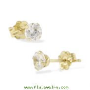 14K 4mm CZ Round Studs