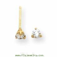 14k 4mm Moissanite 3-Prong Round Earring