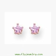 14K 4mm Pink Star CZ Earrings