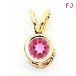 14k 4mm Pink Tourmaline bezel pendant