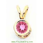14k 4mm Pink Tourmaline bezel pendant