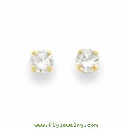 14k 4mm Round CZ Post Earrings