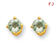 14k 4mm Round Green Amethyst Earring