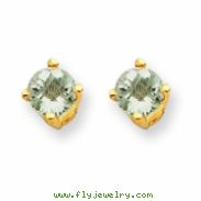 14k 4mm Round Green Amethyst Earring