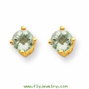 14k 4mm Round Green Amethyst Earring