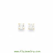 14k 4mm Square CZ Post Earrings