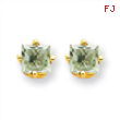 14k 4mm Square Green Amethyst Earring