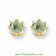 14k 4mm Square Green Amethyst Earring