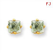 14k 4mm Square Green Amethyst Earring