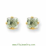 14k 4mm Square Green Amethyst Earring