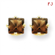 14k 4mm Square Smokey Quartz Earring