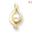 14k 5.5mm Pearl A Diamond pendant