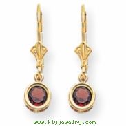 14k 5mm Garnet leverback earring