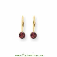 14k 5mm Garnet leverback earring