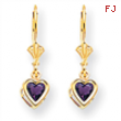 14k 5mm Heart Amethyst earring