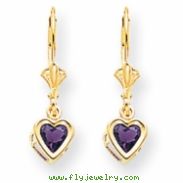 14k 5mm Heart Amethyst earring