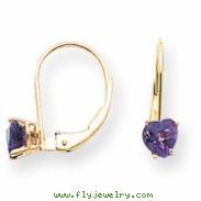 14k 5mm Heart Amethyst earring