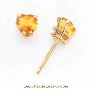 14k 5mm Heart Citrine earring