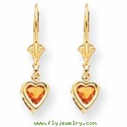 14k 5mm Heart Citrine earring