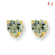 14k 5mm Heart Green Amethyst Earring