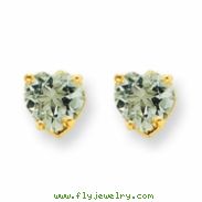 14k 5mm Heart Green Amethyst Earring