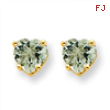 14k 5mm Heart Green Amethyst Earring