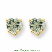 14k 5mm Heart Green Amethyst Earring