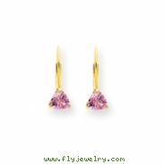 14k 5mm Pink Tourmaline Leverback Earring