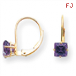 14k 5mm Princess Cut Amethyst leverback earring