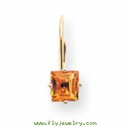 14k 5mm Princess Cut Citrine leverback earring