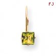 14k 5mm Princess Cut Peridot leverback earring