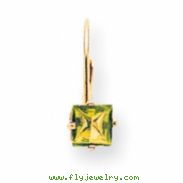 14k 5mm Princess Cut Peridot leverback earring