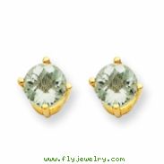 14k 5mm Round Green Amethyst Earring