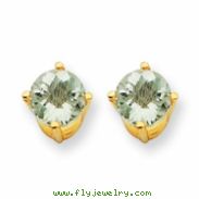 14k 5mm Round Green Amethyst Earring