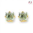 14k 5mm Square Green Amethyst Earring