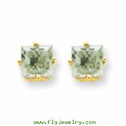 14k 5mm Square Green Amethyst Earring