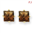 14k 5mm Square Smokey Quartz Earring