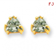 14k 5mm Trillion Green Amethyst Earring