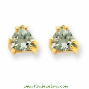 14k 5mm Trillion Green Amethyst Earring