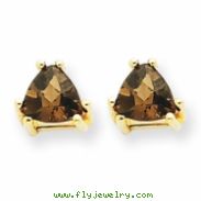 14k 5mm Trillion Smokey Quartz Earring