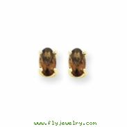 14k 5x3 Oval Smokey Quartz Earring