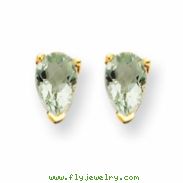 14k 5x3 Pear Green Amethyst Earring