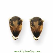 14k 5x3 Pear Smokey Quartz Earring