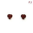 14K 5x5mm Genuine Garnet Heart Studs