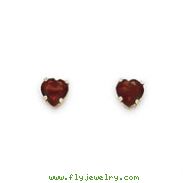 14K 5x5mm Genuine Garnet Heart Studs