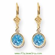 14k 6mm Blue Topaz leverback earring