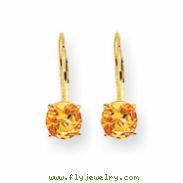 14k 6mm Citrine leverback earring