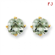 14k 6mm Cushion Green Amethyst Earring