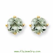 14k 6mm Cushion Green Amethyst Earring