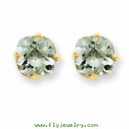 14k 6mm Cushion Green Amethyst Earring